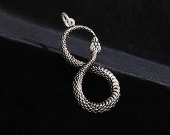 925 Silber Anhänger Ouroboros Schlange Infinity