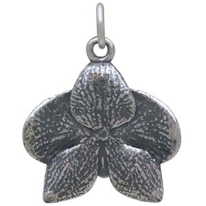 925 real silver pendant flower blossom orchid image 3