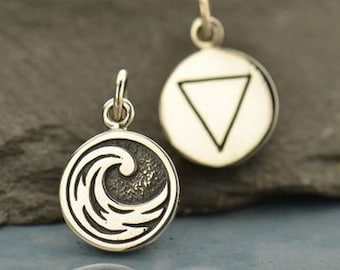 925 Silver Pendant Water Element Wave