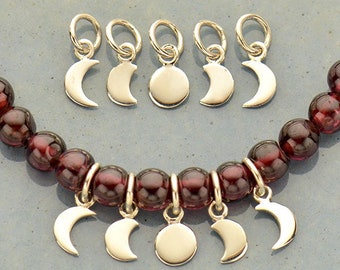 5 pcs. 925 silver pendant mini moons phases of the moon