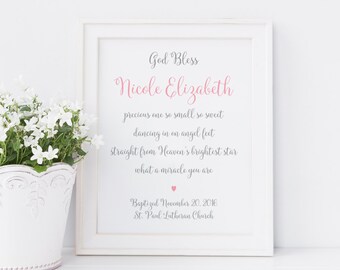 Personalized Baptism Gift. Baptism Printable. Baby Dedication Gift. Baptism Print. Baptism Gift Girl. Baby Girl Gift. Blessing Printable.