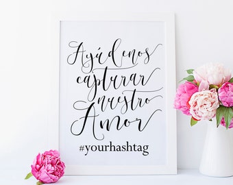 Spanish Wedding Sign Table Hashtag Spanish Party Wedding Etsy