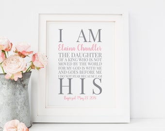 I Am The Daughter Of A King Printable. Personalized Baptism Gift Girl. Baby Girl Gift. Baby Girl Baptism. Baby Dedication Gift. Baptism Gift