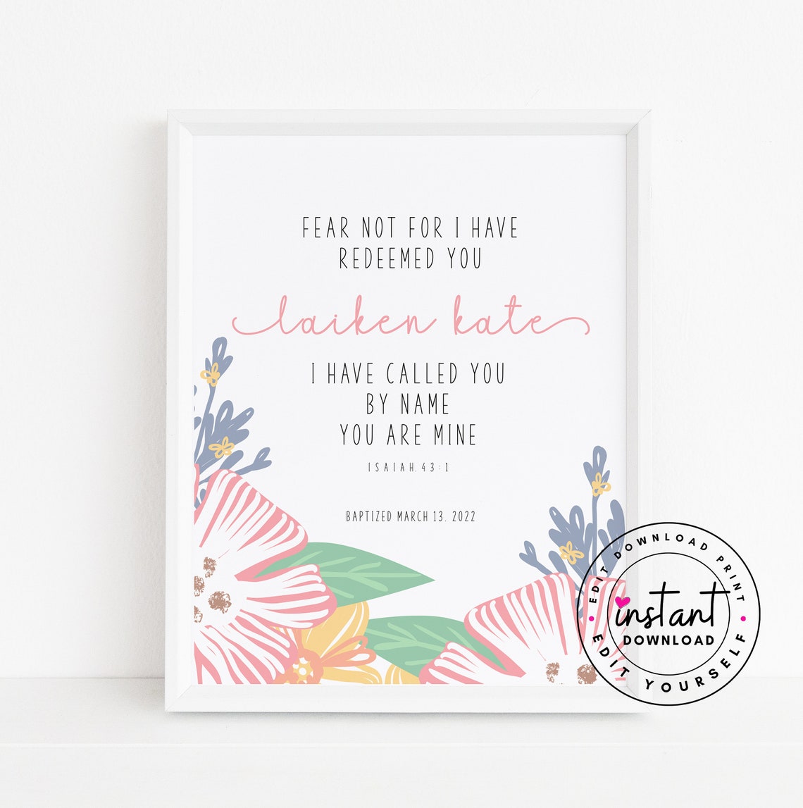 Baptism Printable. Personalized Baptism Gift. Baptism Quotes. | Etsy