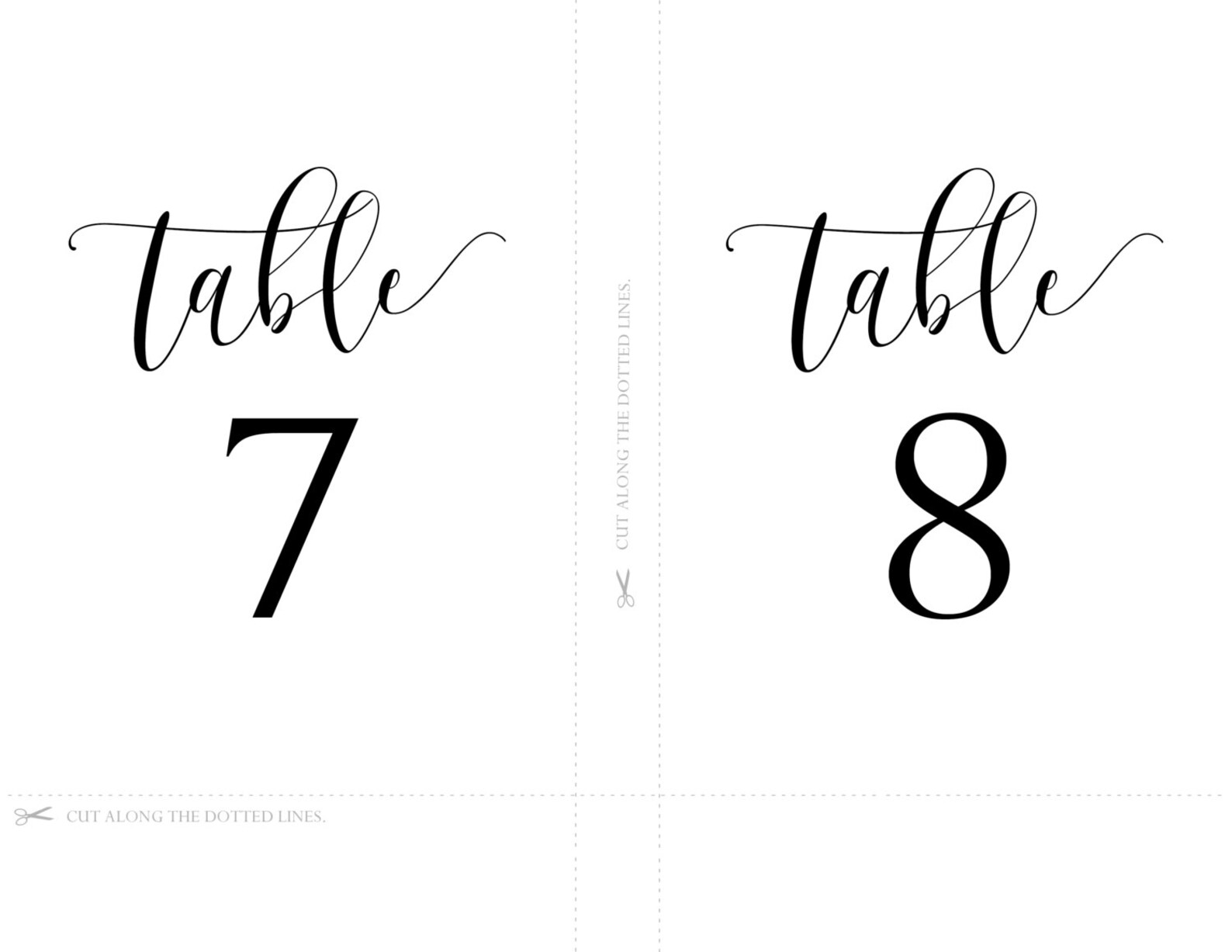 Table Numbers Printable. Table Number for Wedding. Wedding Etsy