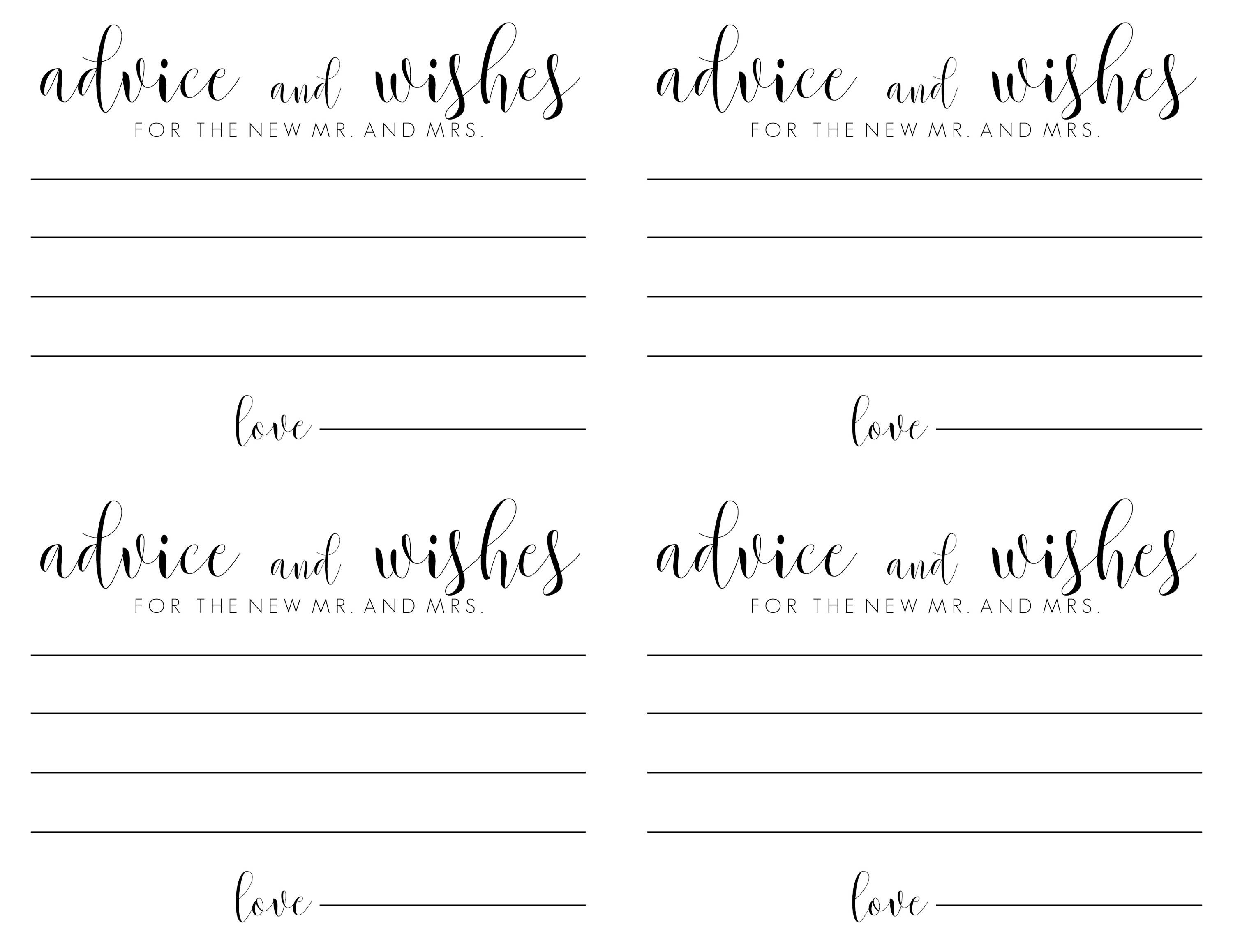Advice And Wishes Printable. Advice And Wishes Sign. Wishes | Etsy