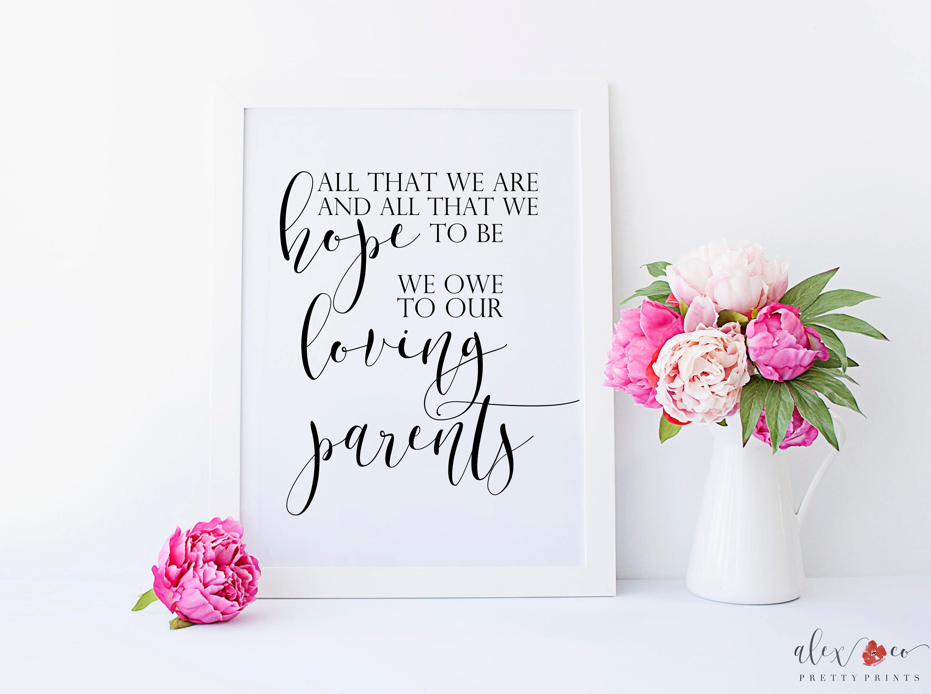 Parents Gift Wedding. Parent Thank You. Wedding Parent