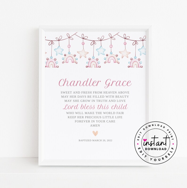 Personalized Baptism Gift. Baptism Printable. Baby Dedication Etsy