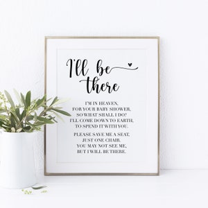Estaré allí Memorial Baby Shower Signo imprimible, Signo conmemorativo para Baby Shower, Baby Shower Memorial