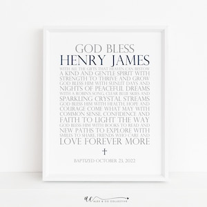 Personalized Baptism Printables for Boys, Wall Art, Sign, Custom Baptism Gift Boy, Boy Dedication Gift, Boy Christening Print