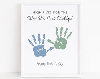 Printable Handprint Art for Father's Day, Gift for Dad from Baby, Toddler, or Child, DIY Father's Day Craft for Kids