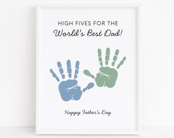 Kids Handprint Art Printable for Father's Day Gift, Instant Download DIY Craft for Dad from Child