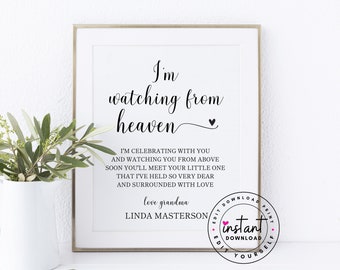 Editable I'll Be There Memorial Baby Shower Printable Sign, Memorial Sign for Baby Shower, Baby Shower Memorial