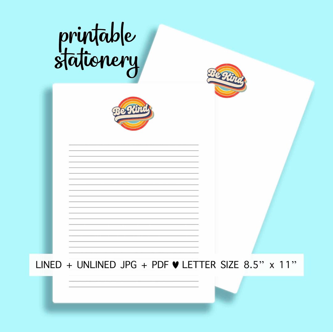 Printable Be Kind Stationery. Be Kind Letter Paper. Be Kind Paper