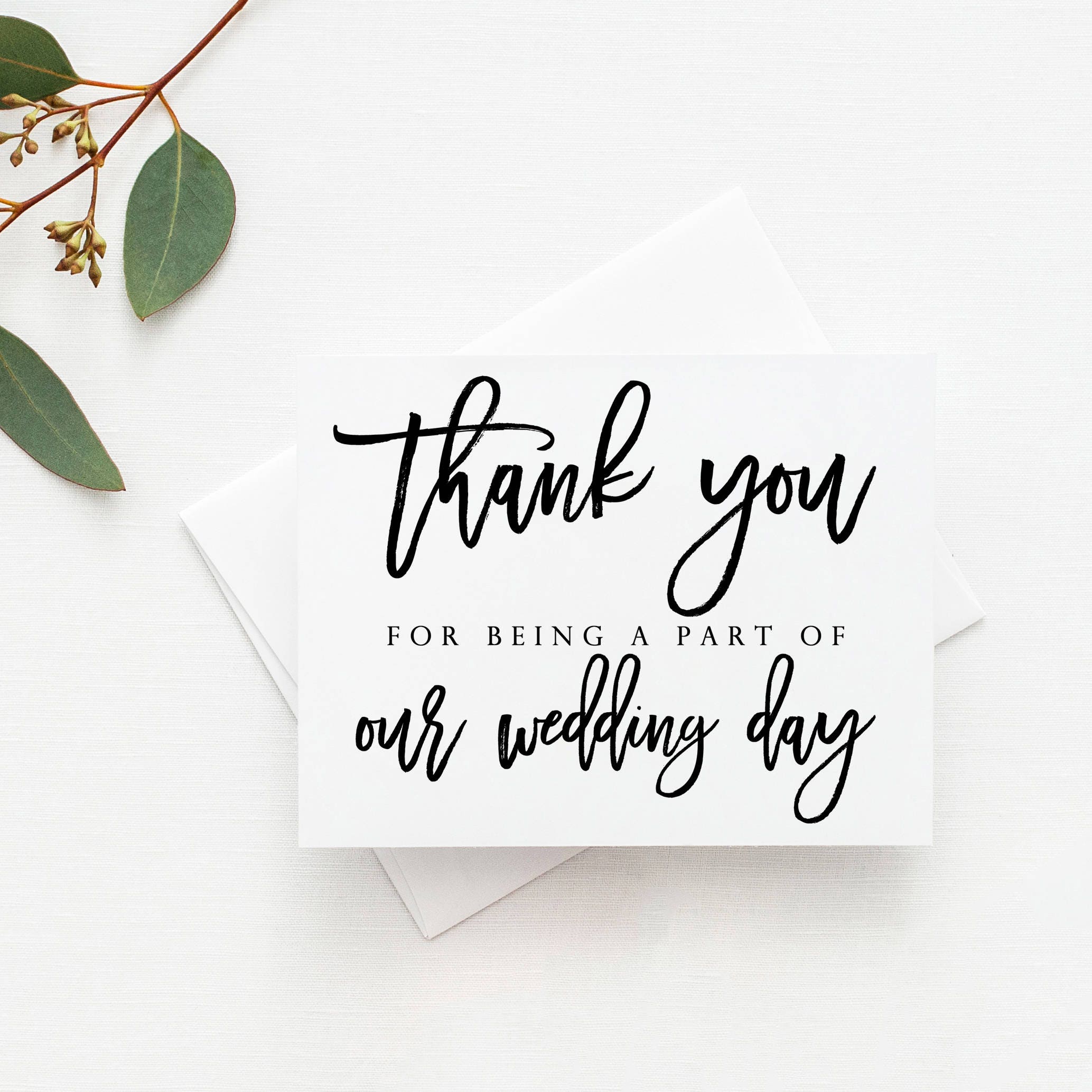 Thank You For Being A Part Of Our Wedding Day Card Thank You Etsy