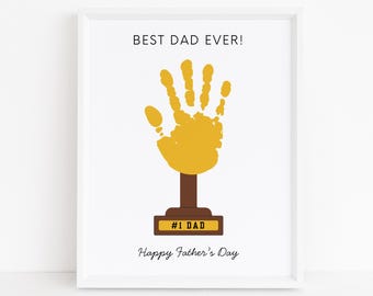 Handprint Art for Dad Printable, Fathers Day Gift from Child, DIY Keepsake for Dad