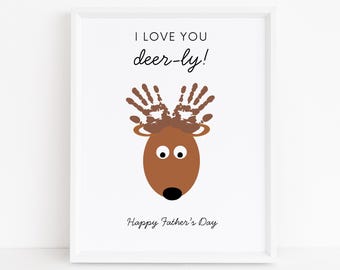 Father's Day Handprint Art Printable Gift for Dad from Kid, DIY Keepsake Craft for Toddler or Babies, Instant Digital Download