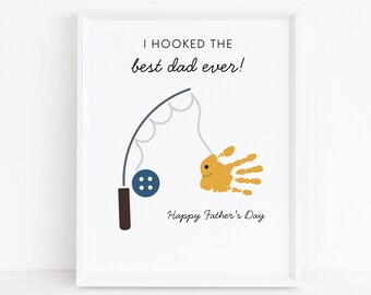 Fathers Day Handprint Art Printable, DIY Gift for Dad from Kid, Instant Download Keepsake