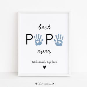 Fathers Day Handprint Art Printable for Papa, DIY Gift from Grandkids, Toddler Handprint Craft