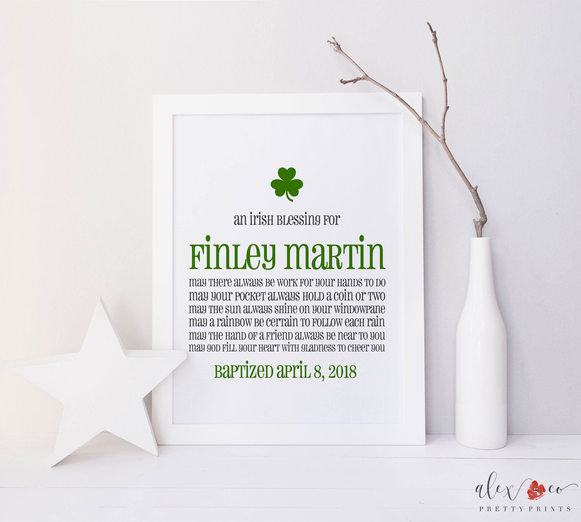 Irish Baby Gift. Irish Baptism. Baby Girl Baptism Gift. Baby