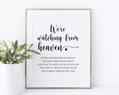 We're Watching from Heaven Memorial Baby Shower Printable Sign, Memorial Sign for Baby Shower, Baby Shower Memorial