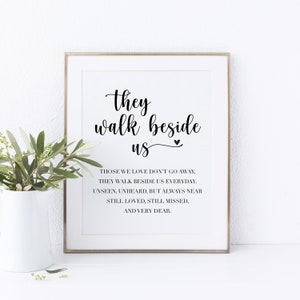 They Walk Beside Us Memorial Printable Sign, Memorial Sign for Class Reunion, Wedding Memorial Table Sign, Celebration of Life Poem Print