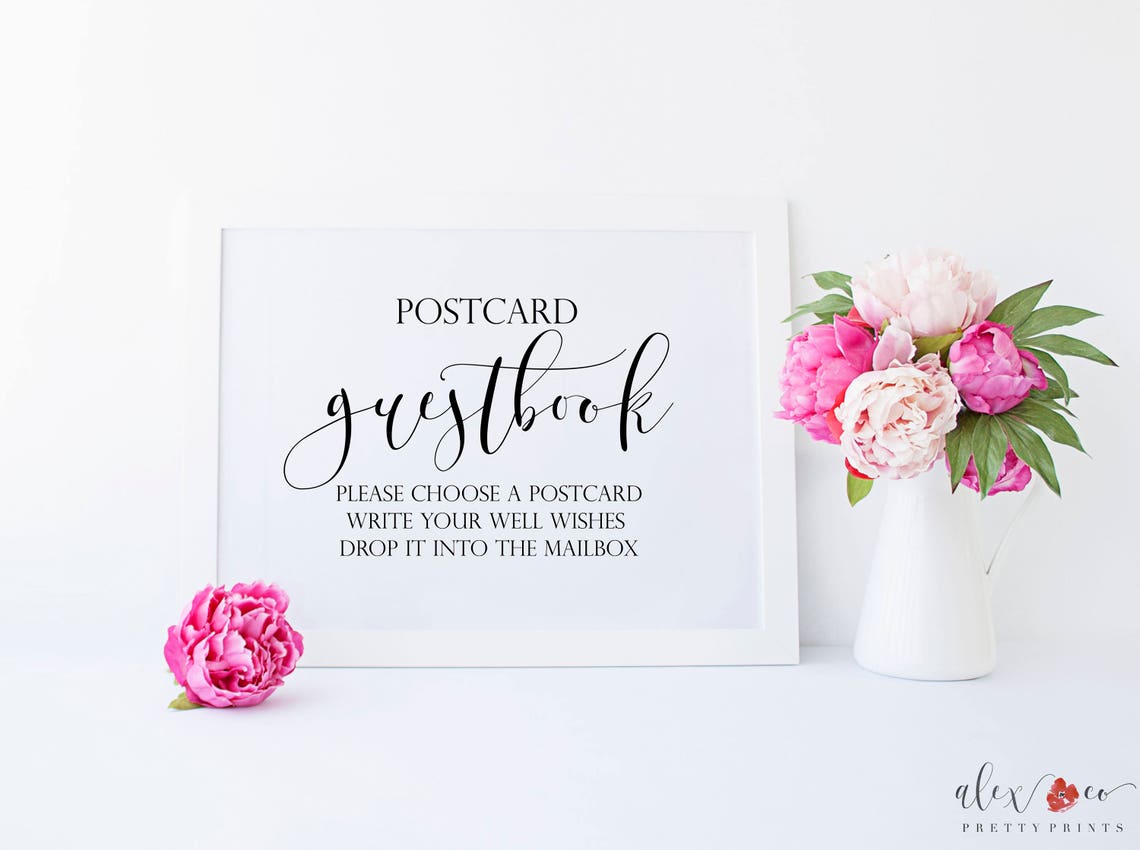 Postcard Guest Book Sign. Wedding Guestbook Sign. Wedding Etsy