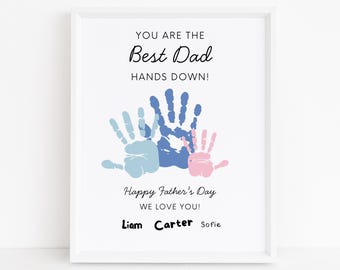 Father's Day Handprint Art Printable from Kids, DIY Gift for Dad from Child, Toddler or Baby, Printable Father's Day Card