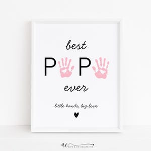 Fathers Day Handprint Art Printable for Papa, DIY Gift from Grandkids, Toddler Handprint Craft