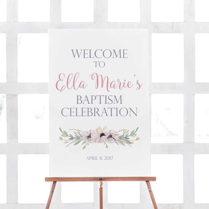 Bienvenue au baptême imprimable. Fille de signe de bienvenue Etsy