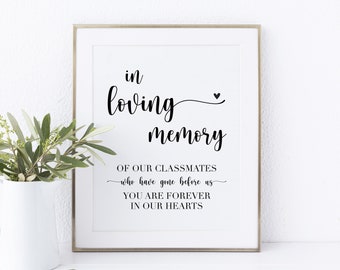 In Loving Memory of Our Classmates Memorial Sign Printable, School Reunion Memorial Sign, In Memory of Reunion Sign