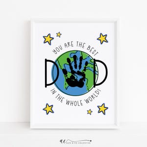 Handprint Art Printable for Dad, Father&#39;s Day Gift from Child, Baby, or Toddler, Easy DIY Craft Keepsake