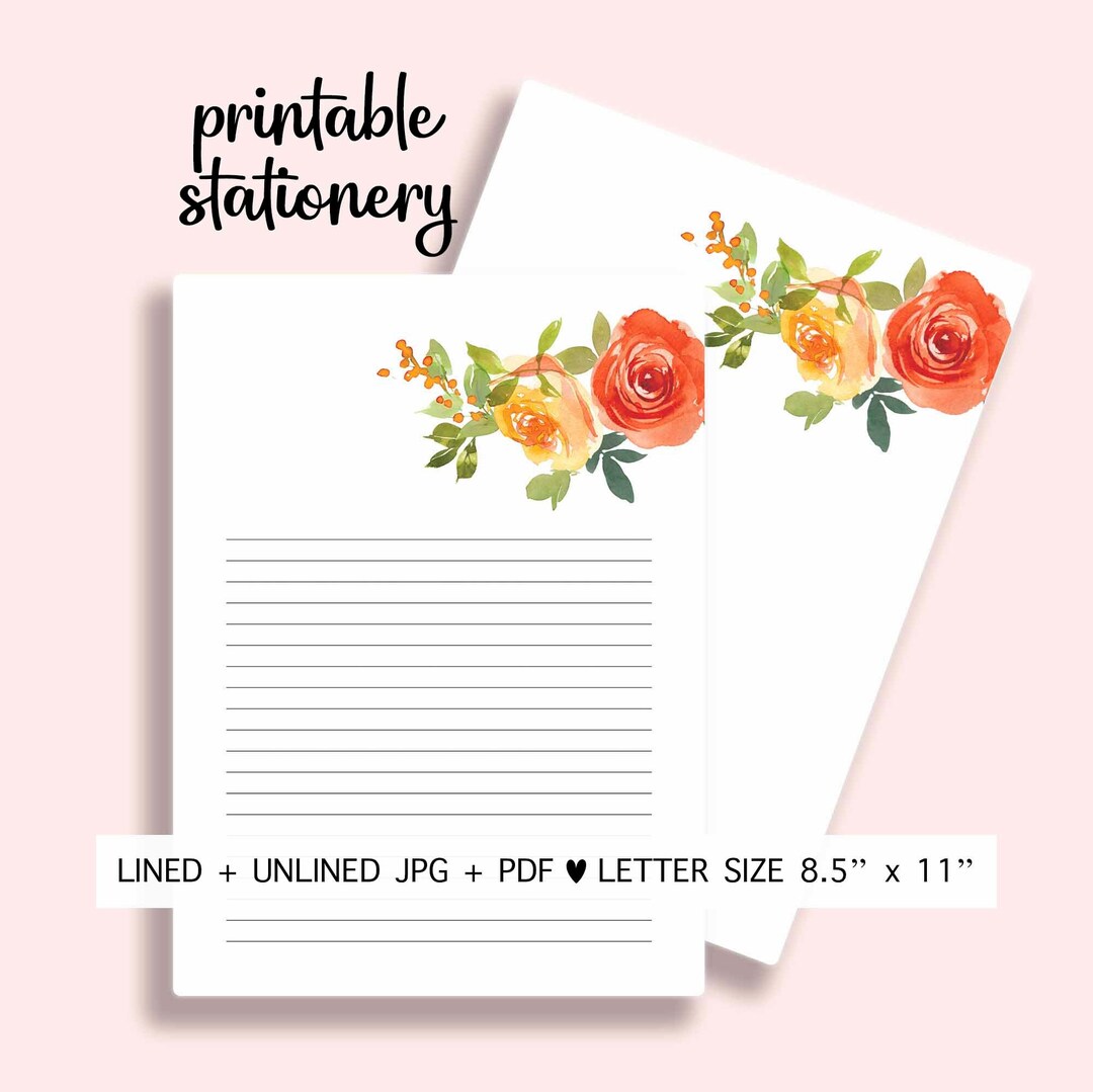 Printable Floral Stationery. Floral Letter Paper. Floral Paper ...