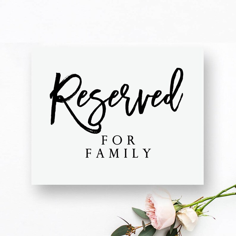 Printable Reserved for Family Sign. Reserved for Family - Etsy