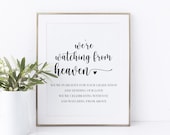 We're Watching from Heaven Memorial Graduation Party Printable Sign, Reserved Chair Sign Graduation Party, Memorial Chair Sign Grad Party