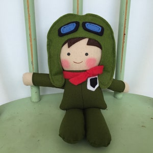 Aviator little boy rag doll, perfect for imaginative play!