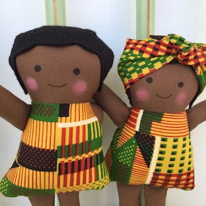 Mini Handmade Black, African rag doll set of 2 image 2