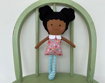 Biracial, handmade rag doll, perfect for imaginative play!