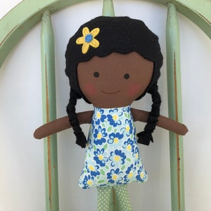 Black, African American, handmade rag doll, perfect for imaginative play image 2