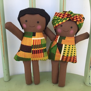 Mini Handmade Black, African rag doll set of 2 image 1