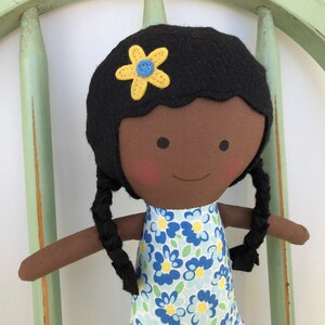 Black, African American, handmade rag doll, perfect for imaginative play image 3