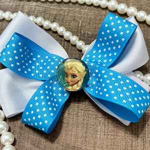 Frozen&#39;s Elsa Inspired Ribbon Hair Bow, Handmade