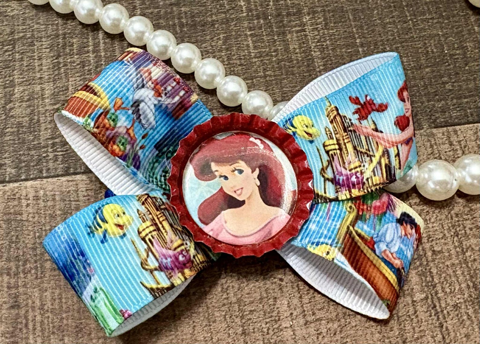 Ariel the Little Mermaid Inspired Ribbon Hair Bow, Handmade - Etsy