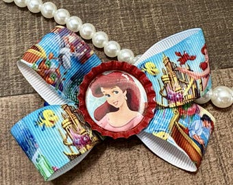 Ariel The Little Mermaid Inspired Ribbon Hair Bow, Handmade