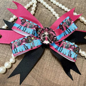 Monster High Draculaura Inspired Ribbon Hair Bow, Homemade
