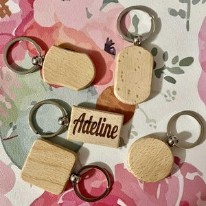 Custom Engraved Wooden Keychain, Various Shapes