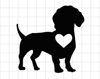 Daschund Heart Svg, Dog Svg, Animal Svg, Weiner Dog Heart SVG File, Cutting Template, Cricut / Silhouette Cut Files, Svg, PNG