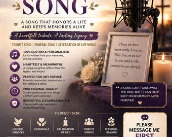 Custom Memorial Song Tribute Song | Funeral Song | Celebration of Life Music Moment you’ll never forget