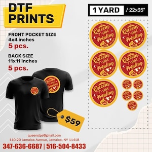 Custom DTF Transfer Ready to Press for T-Shirt, Your Design DTF Transfer, Custom Dtf Prints for Shirt, Bulk DTF Print Heat Transfer