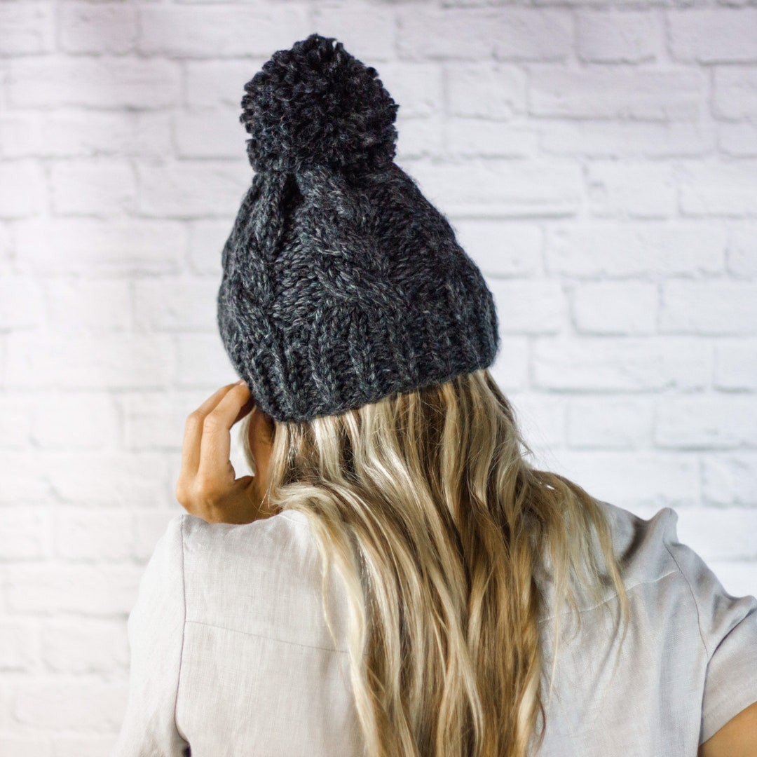 Cable Knit Winter Hat for Women Chunky Cabled Pom Pom Beanie Etsy Canada